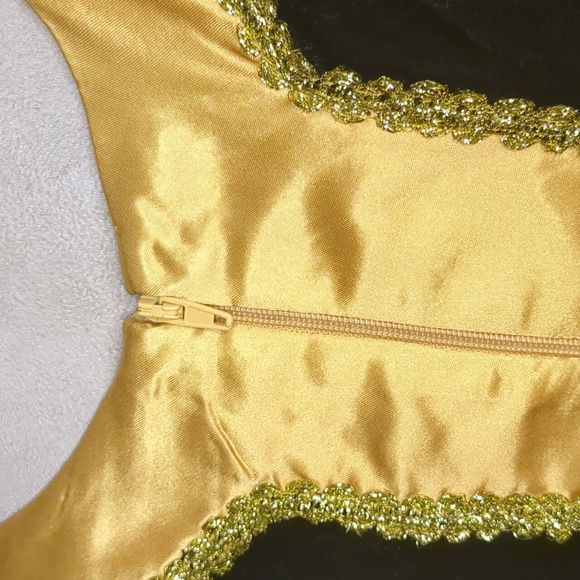 Vintage Serengeti Black Velvet Maxi Robe Kaftan Gold Satin Trim SZ. S Oversized - Picture 5 of 15